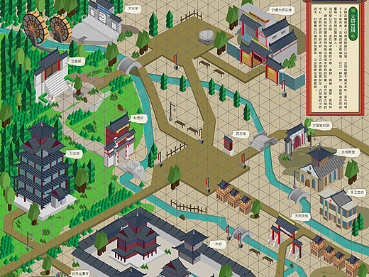 轴侧丽江古城地图