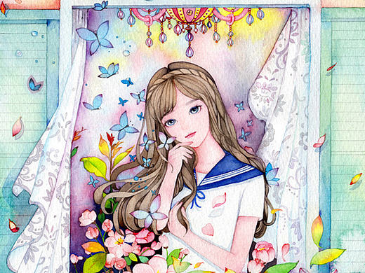 唯美水彩插画