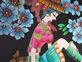 一组傣族风情墙绘作品