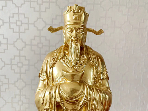 招财进宝贴金财神铜雕工艺品装饰摆件