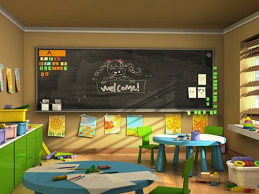 兒童畫畫教室（個(gè)人主頁-ZMTYzODcxOTI=） - 建筑/空間 - 站酷設(shè)計(jì)師陶人kidd原創(chuàng)素材 - 站酷ZCOOL