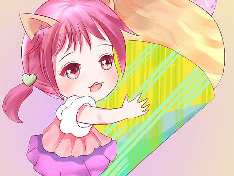 冰淇淋女孩矢量扁平风格