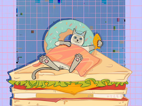 猫&美食插画