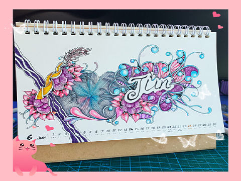 六月份的台历（个人主页-ZNDE0MDA4NzY=） - 新锐潮流插画 - 站酷设计师Ella禅绕花园原创素材 - 站酷ZCOOL