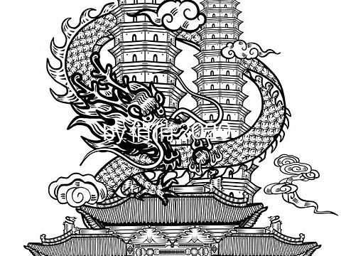 和正德堂合作的酒包装插画画