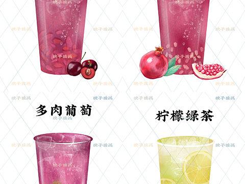 桃知橙橙奶茶手绘