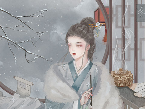 古风插画四季系列-冬（个人主页-ZNTgyMTczMDA=） - 商业插画 - 站酷设计师Z566073705原创素材 - 站酷ZCOOL
