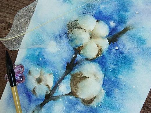 【水彩】一支棉花（个人主页-ZMjcxMTAwMTI=） - 绘画 - 站酷设计师若汐绘原创素材 - 站酷ZCOOL