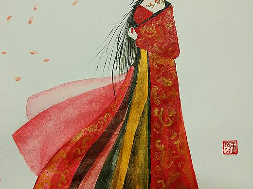 临摹呼葱觅蒜的古装无脸画