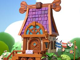 卡通小屋场景练习 （临摹）
