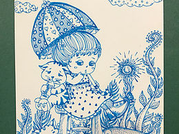 線條装飾畫～貓與女孩