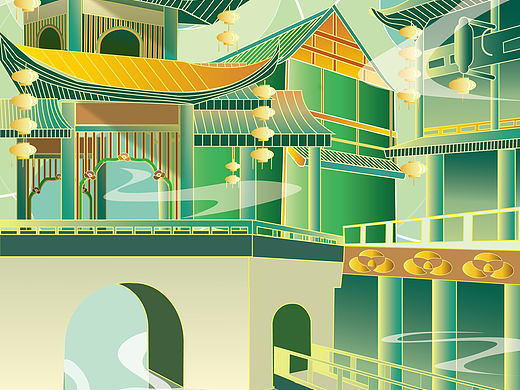 东坡印象水街插画