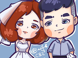 Q版婚禮插畫(huà)——「魚(yú)箭傾心」