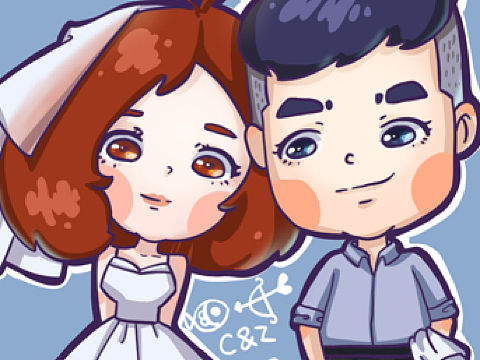 Q版婚礼插画——「鱼箭倾心」（个人主页-ZMzM1NjYwMDg=） - 商业插画 - 站酷设计师莫小找原创素材 - 站酷ZCOOL