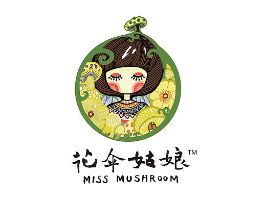 花伞姑娘蘑菇干货包装设计
