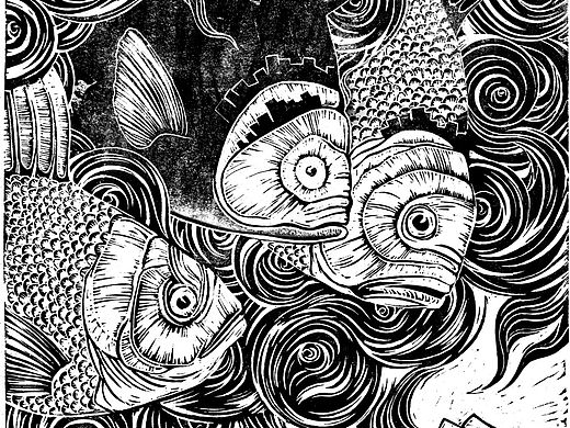 Lino printing版画&排版 Invisible City- Despina