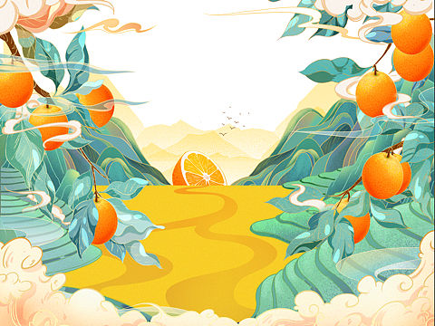 岔河脐橙插画包装水果包装橙子包装橙子插画水果插画