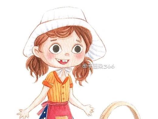 水彩手绘q版小女孩