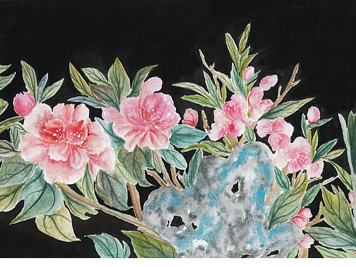 一些横的画儿，山水花卉都有哈