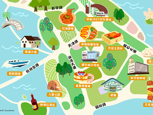 黄石市（中心）城区美食（个人主页-ZNjgyMjI3MzY=） - 商业插画 - 站酷设计师玉米不怕肥原创素材 - 站酷ZCOOL