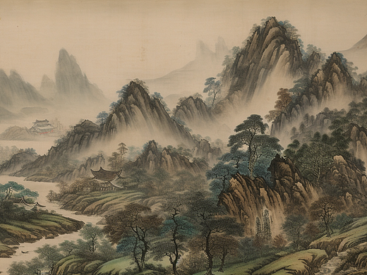 倾情笔墨下的中式古典山水美学 #AI绘画