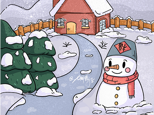 天氣插畫(huà)——下雪（個(gè)人主頁(yè)-ZNjE4OTc5OTY=） - 創(chuàng)作習(xí)作 - 站酷設(shè)計(jì)師七瓣橘子QI原創(chuàng)素材 - 站酷ZCOOL