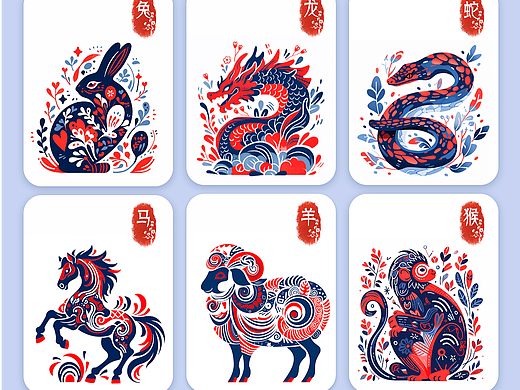 十二生肖插画合集｜木刻版画