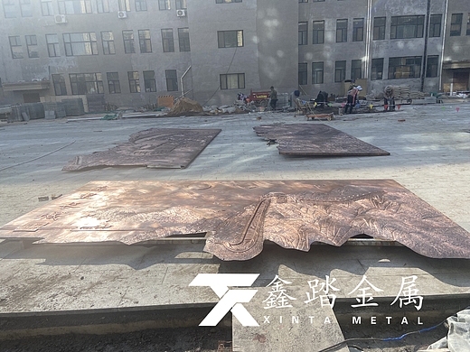 淄博万里长征紫铜浮雕壁画、纯手工锻造仿古铜景墙壁画