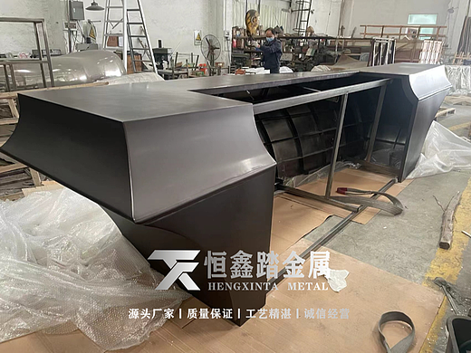 不锈钢大型吧台 酒店大堂不锈钢服务台的文化表现力