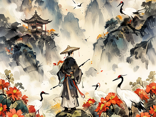 《 饮酒》陶渊明（个人主页-ZNjgwODM1NjA=） - AI作品 - 站酷设计师RL士阁原创素材 - 站酷ZCOOL