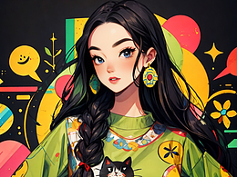 元?dú)馀?，女孩與貓