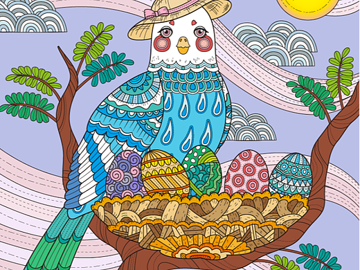 手绘插画线稿和涂色
