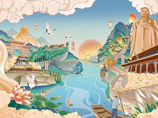 山東省城市創(chuàng)意插畫（個(gè)人主頁-ZNjY1MzE1MTY=） - 商業(yè)插畫 - 站酷設(shè)計(jì)師泓宇視界原創(chuàng)素材 - 站酷ZCOOL