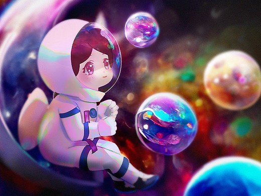 小孩宇航员与星空
