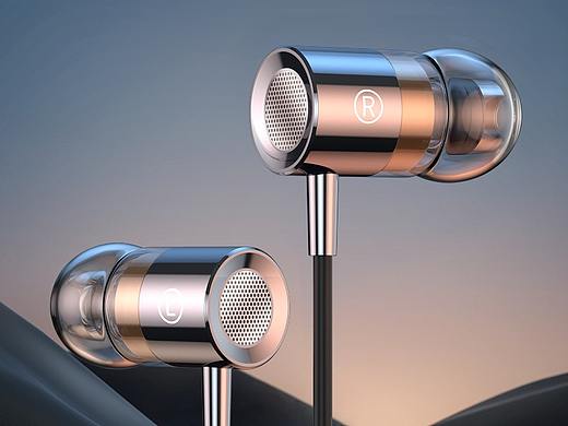 透明金属有线耳机详情页