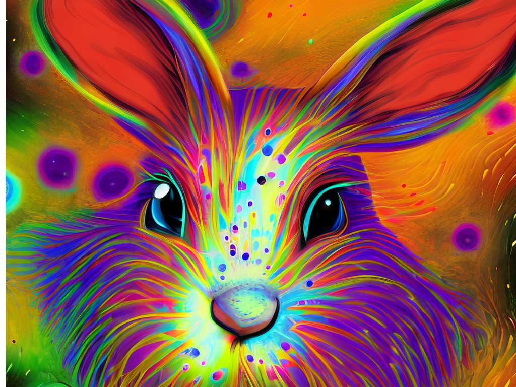 兔年生肖兔子毛茸茸小动物炫彩装饰画插画纹样数字藏品