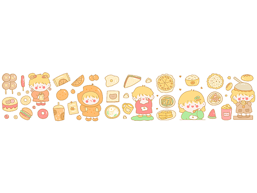 美食女孩贴纸（个人主页-ZNjMyMDUwMTI=） - 图案 - 站酷设计师一小颗白糖原创素材 - 站酷ZCOOL