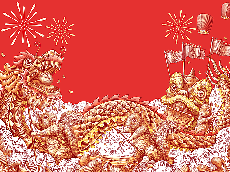 三只松鼠|龙年坚果礼盒插画