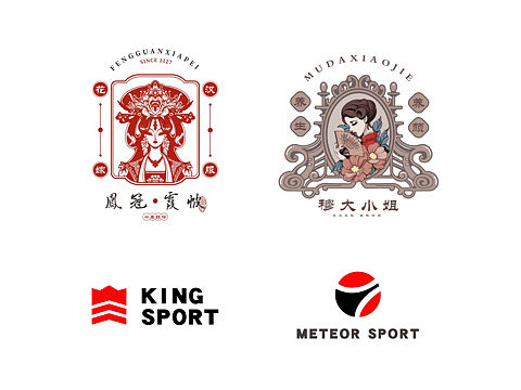 logo设计（人物剪纸logo、人物插画logo、运动logo）