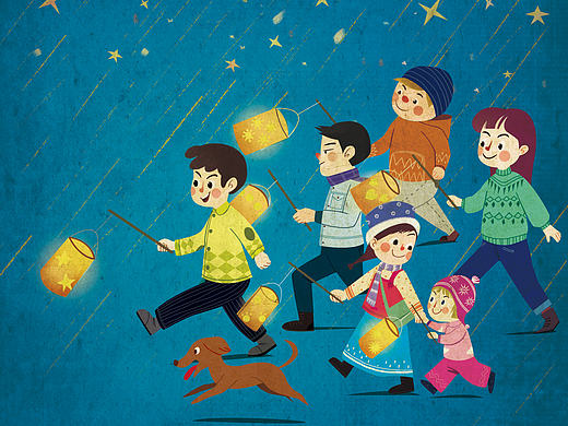我的灯笼和我一起走（个人主页-ZMjE4NTAxMTY=） - 儿童插画 - 站酷设计师漫步22原创素材 - 站酷ZCOOL