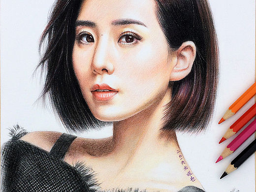 刘诗诗 彩色铅笔画 吼也手绘