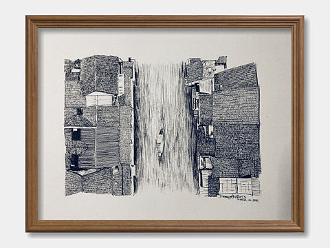 古鎮(zhèn)鋼筆畫（個人主頁-ZNDI5MDA3MDA=） - 繪畫 - 站酷設(shè)計師小野魚原創(chuàng)素材 - 站酷ZCOOL