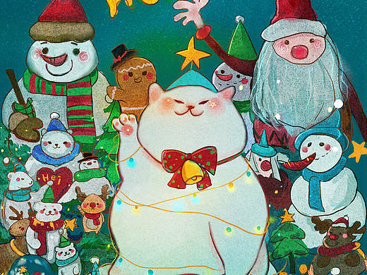 阿丹的圣诞阿猫！（个人主页-ZNDE3ODg1ODg=） - 儿童插画 - 站酷设计师你单身原创素材 - 站酷ZCOOL