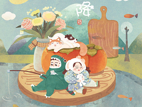 插画师Dua24节气之霜降插画和周边