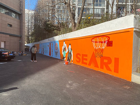 篮球馆壁画彩绘，墙体彩绘，壁画涂鸦