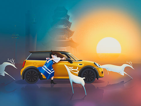 我和我的车与海边的灵鹿（个人主页-ZMzIzMzk5Njg=） - 概念设定 - 站酷设计师王甜儿原创素材 - 站酷ZCOOL