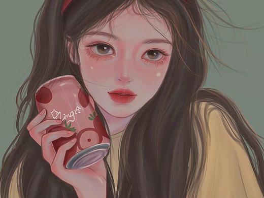 果汁饮料系列少女插画（个人主页-ZNTYyMDQ5ODA=） - 创作习作 - 站酷设计师1LING玲原创素材 - 站酷ZCOOL