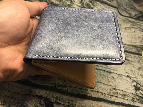 Fv.handmade擦蜡海军蓝短夹,私人订制