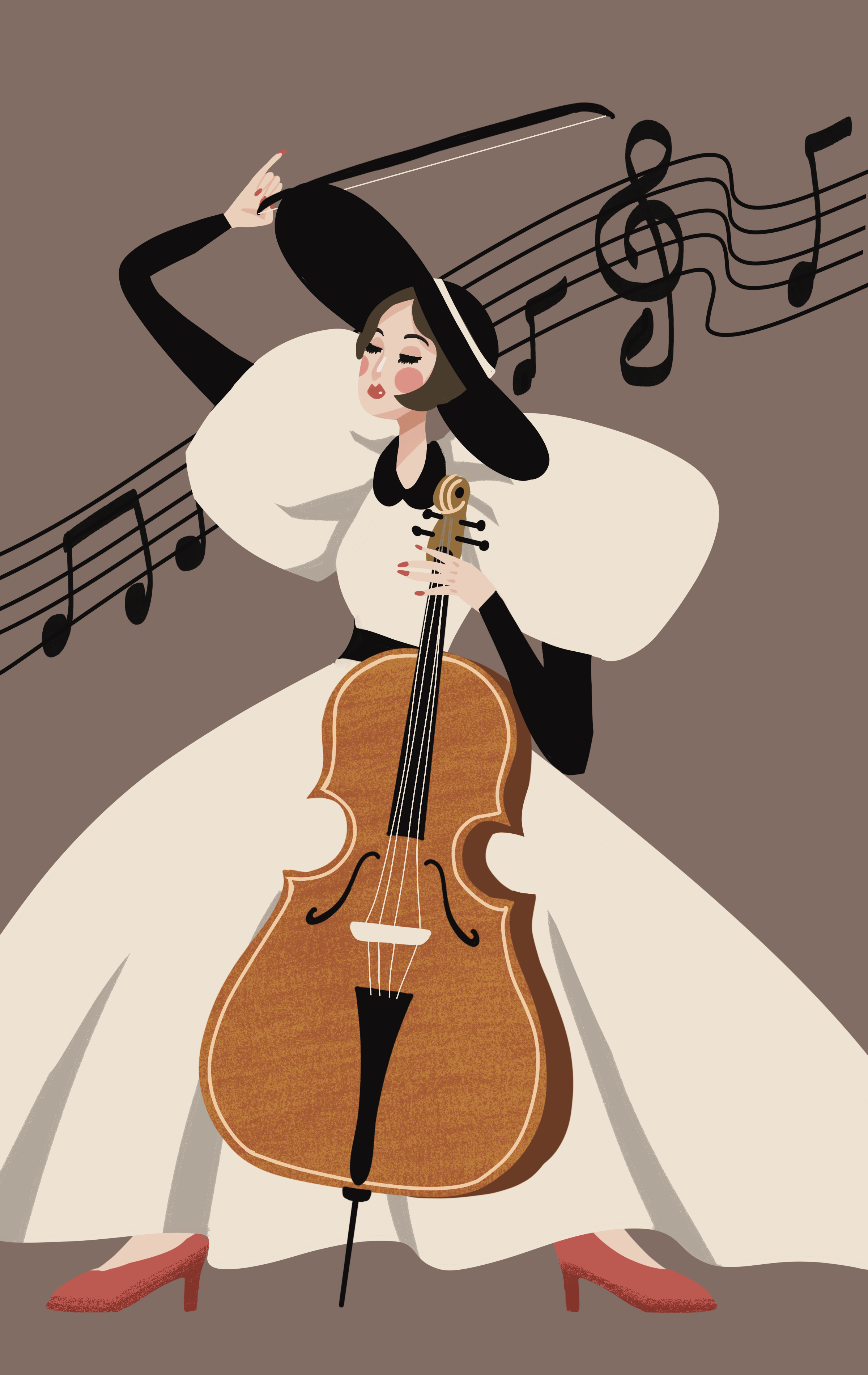 优雅的大提琴女士