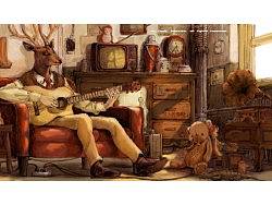 MR.DEER&nbsp;鹿先生&nbsp;绘本插画&nbsp;鹿先生的午后